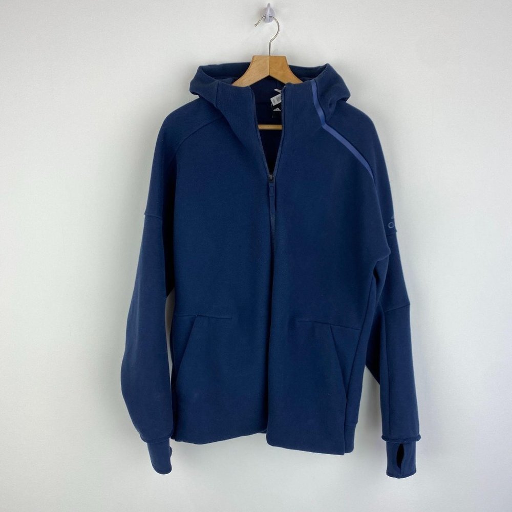 ADIDAS Blue Knit Zip Hoodie